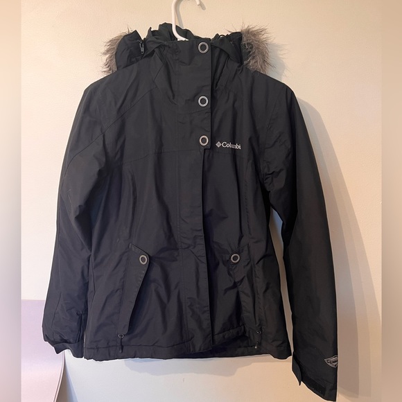 NWT Columbia SHEMLOCK LAKE Insulated Women's Jacket Faux Fur Hood BLACK XS - Picture 1 of 5